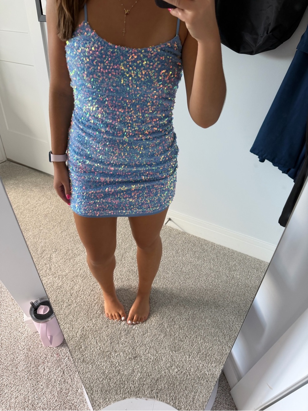 Lucy in the Sky Blue Iridescent Sequin Mini Dress